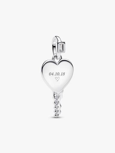 Pendiente llave grabable en forma de corazón