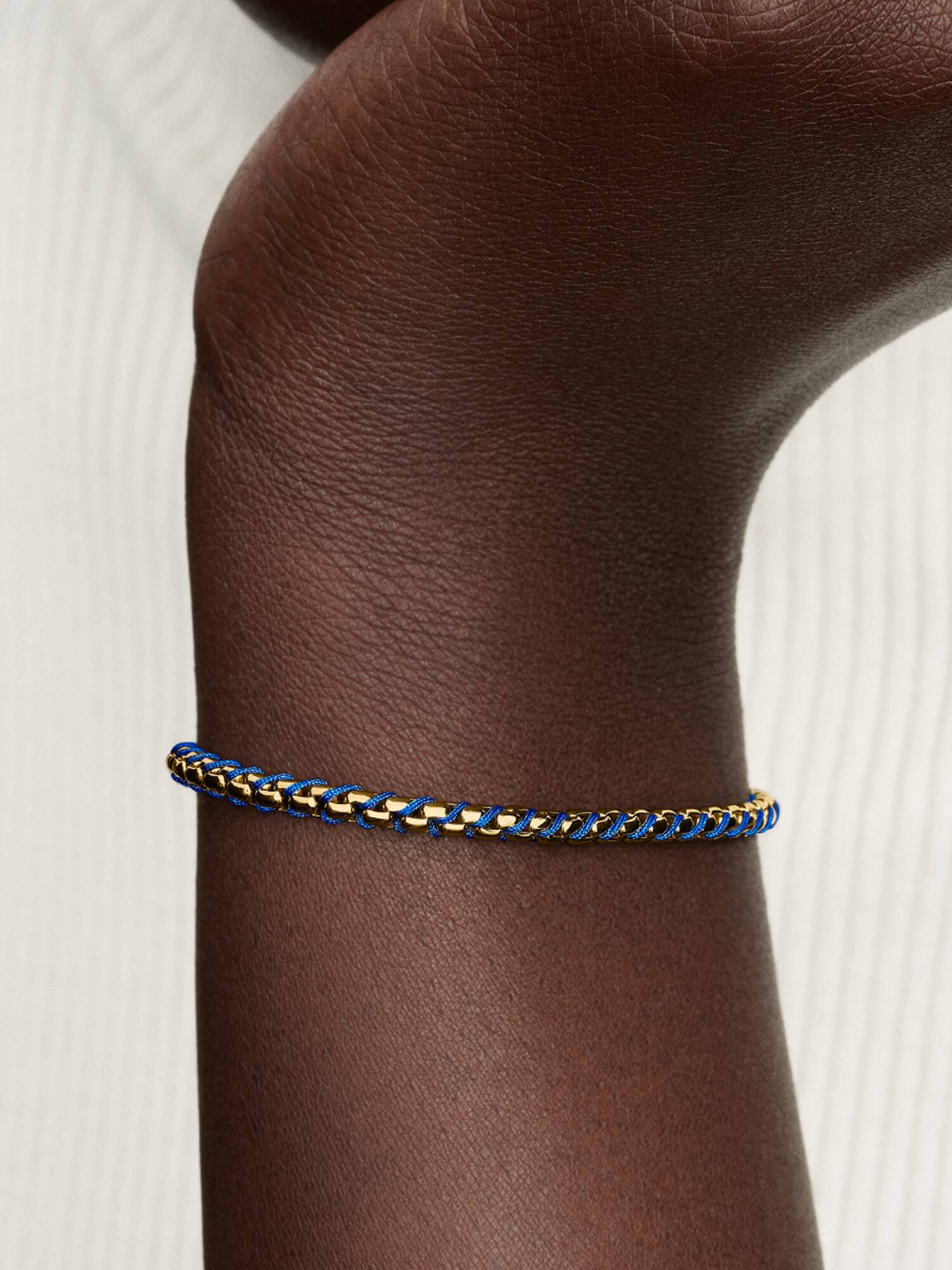 Brazalete de cadena tipo caja de cordón azul 