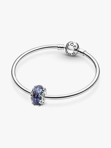 Charm de cristal Murano Galaxia azul y estrella