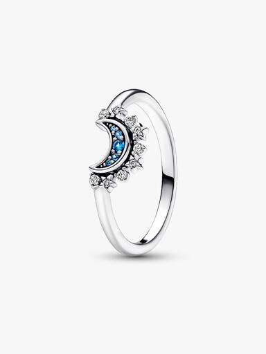Anillo Luna resplandeciente azul celestial