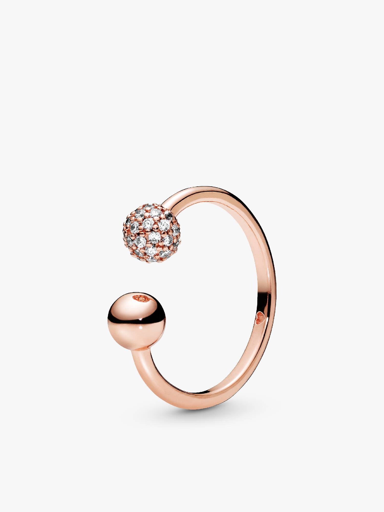 Anillo abierto pulido con pavé