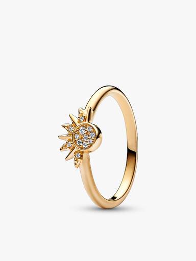 Set de anillos celestiales de sol y luna brillantes