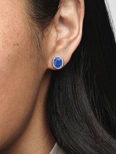 Aretes de botón Halo de impacto reluciente