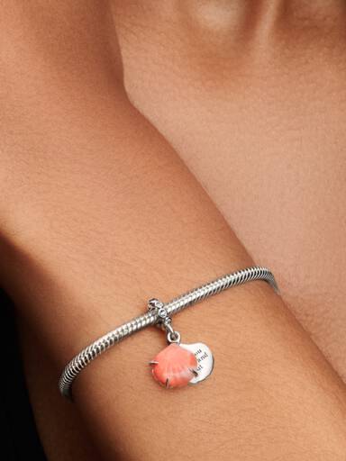 Charm Colgante Concha doble color coral