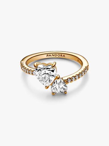 Anillo reluciente Corazón doble
