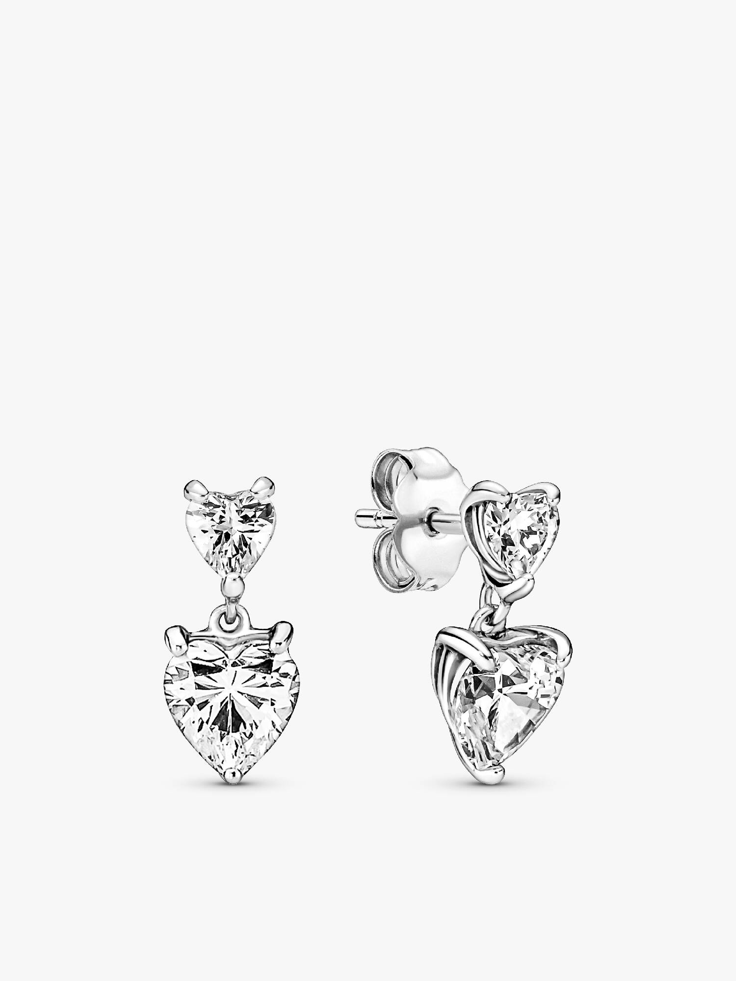 Aretes de botón Corazón doble reluciente