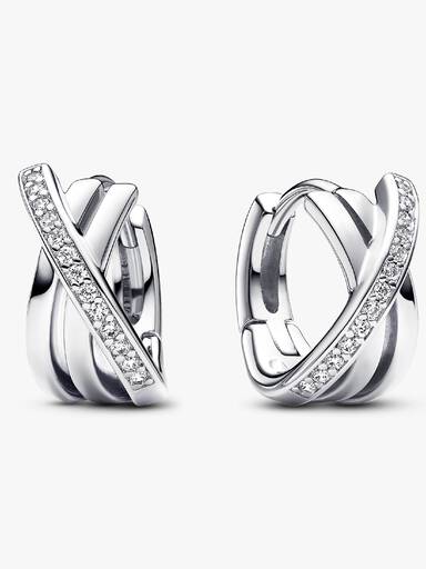 Aretes de aro Pavé Cruzado