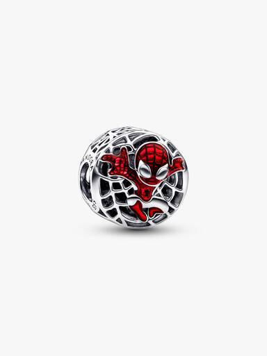 Charm Spiderman de Marvel elevándose por la ciudad