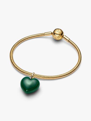 Charm Colgante Corazón acolchado Verde