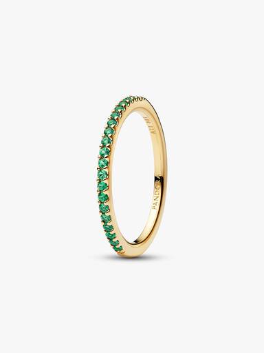 Anillo Eternidad Media Banda Verde Resplandeciente