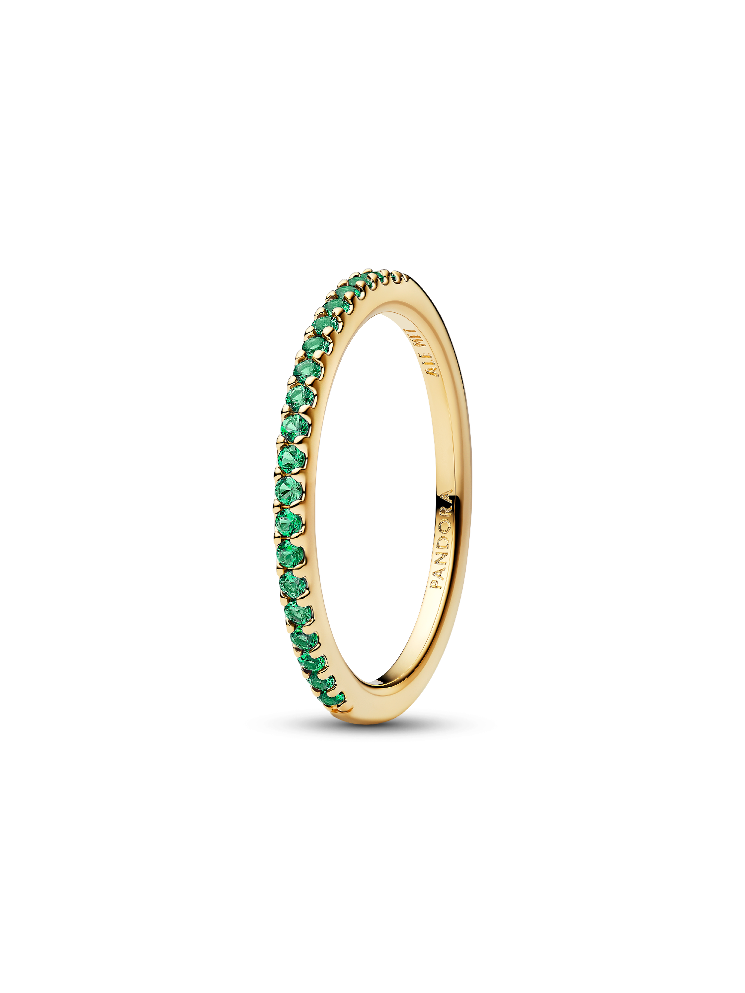 Anillo Eternidad Media Banda Verde Resplandeciente 