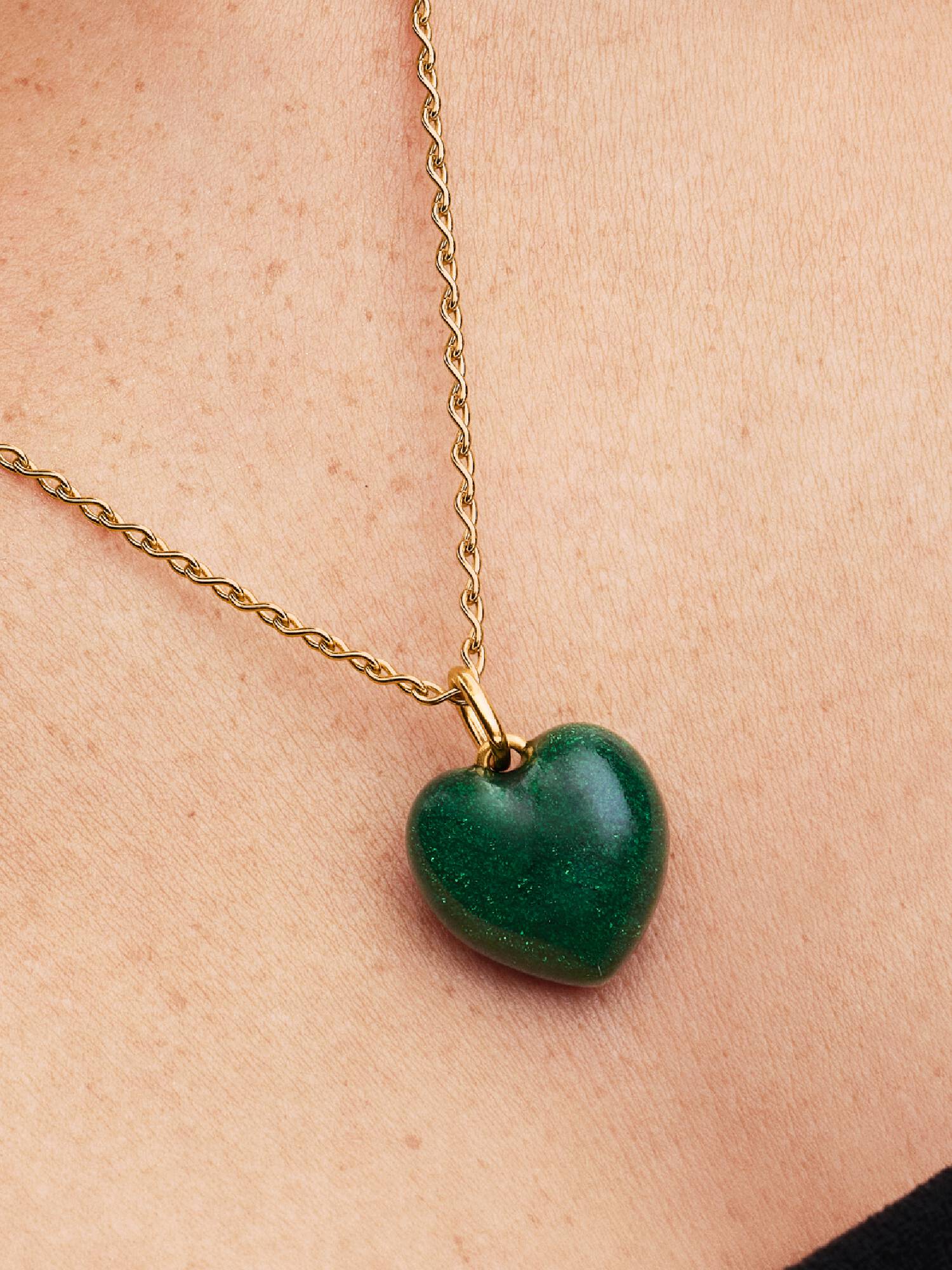 Charm Colgante Corazón acolchado Verde