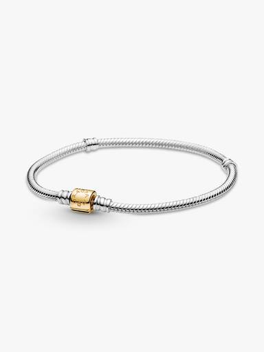 Brazalete cadena de serpiente Pandora Moments de dos tonos oro de 14k con broche de barril