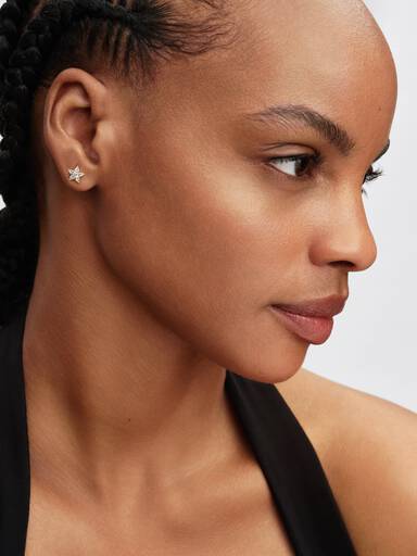 Aretes de botón Estrella Brillante