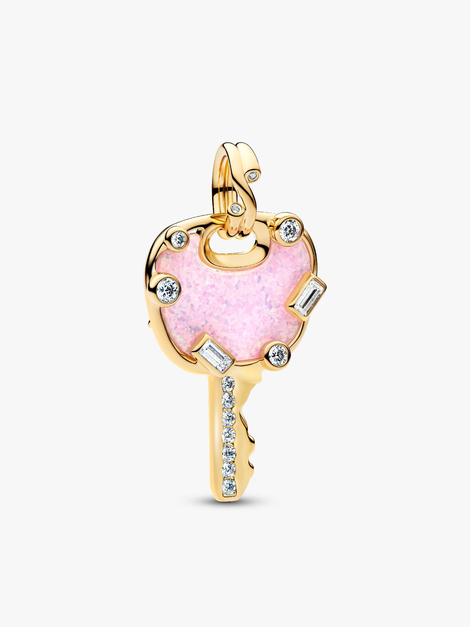 Charm colgante grande Llave de amor rosado opalescente