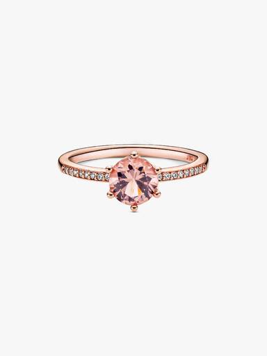 Anillo solitario Corona reluciente rosa