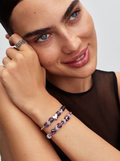 Brazalete de cadena trenzada con broche redondo