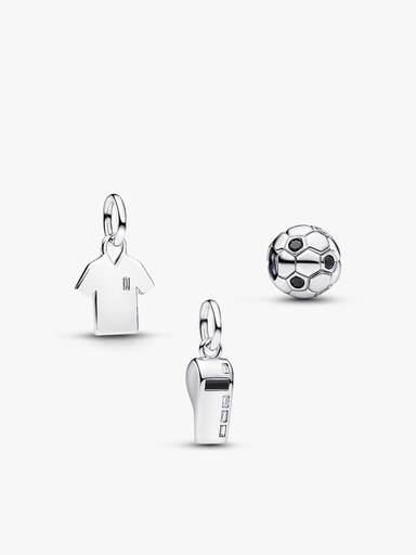 Silver Football Charm Set