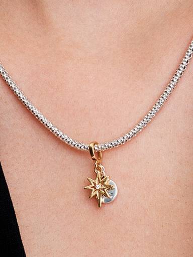 Charm Colgante Grabable Estrella Polar con Diamante Cultivado en Laboratorio