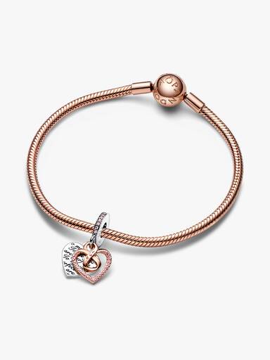 Charm colgante doble Corazón infinito de Mamá en dos tonos