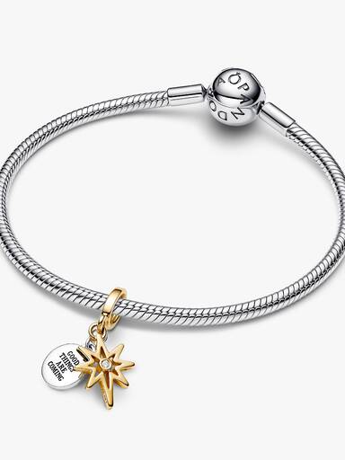 Charm Colgante Grabable Estrella Polar con Diamante Cultivado en Laboratorio