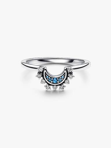 Anillo Luna resplandeciente azul celestial