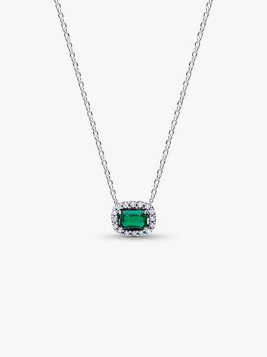 Collar con pendiente Halo verde brillante rectangular