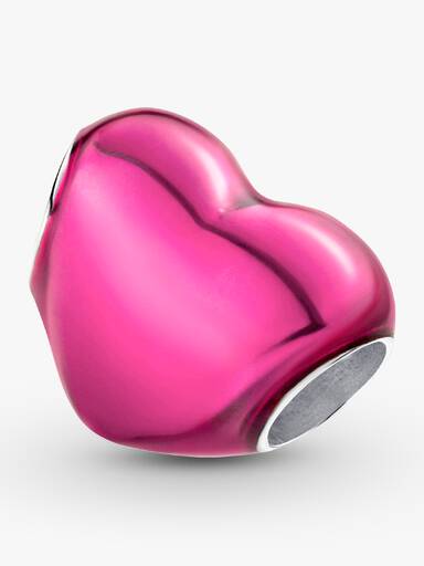 Charm Corazón rosa metálico