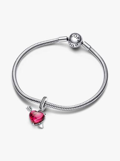 Charm Colgante Corazón Rojo y Flecha de Cristal Murano
