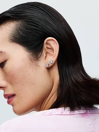 Aretes de botón Mickey Mouse y Minnie Mouse Brillantes de Disney