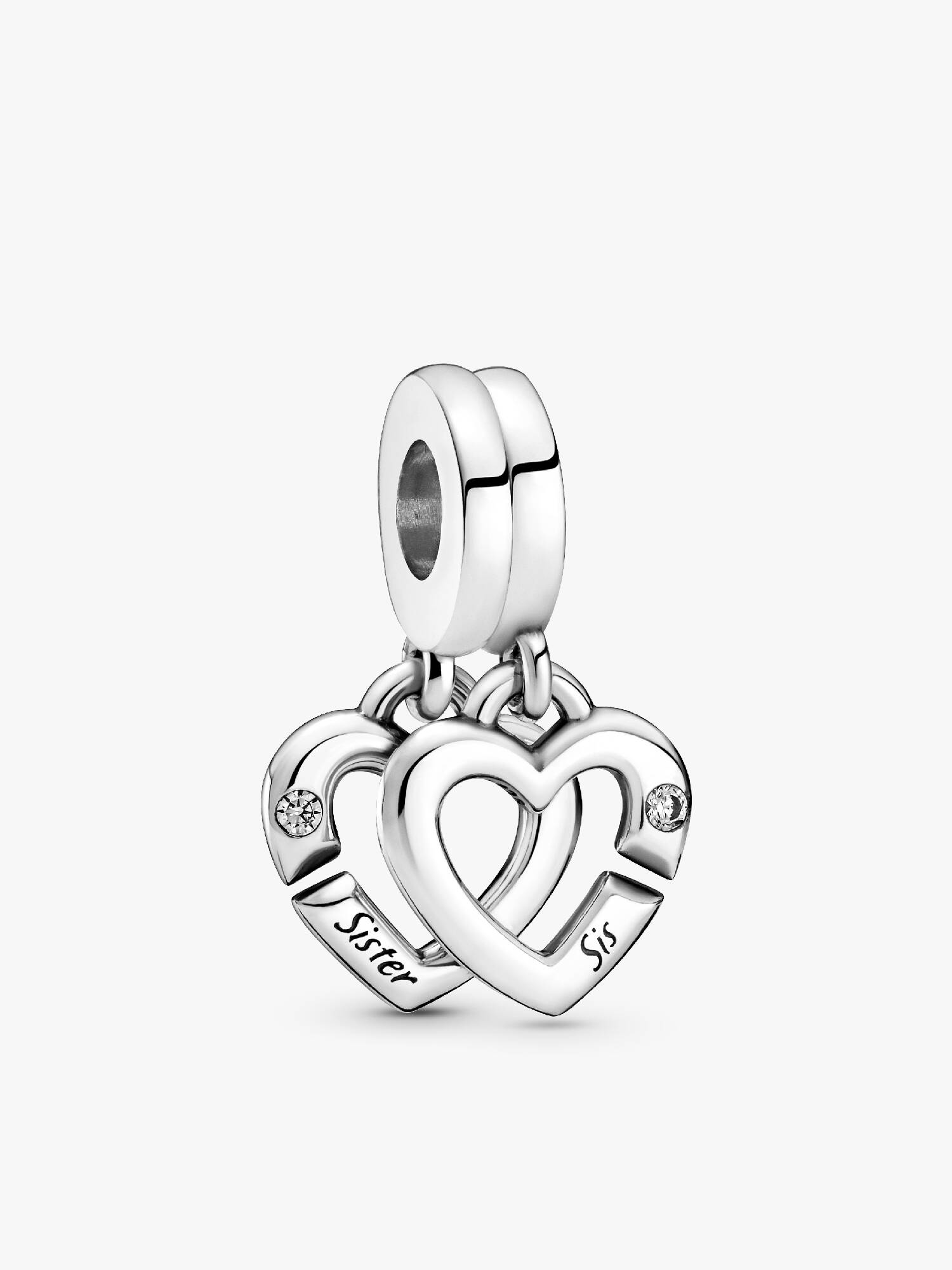 Charm colgante dividido Corazones gemelos entrelazados