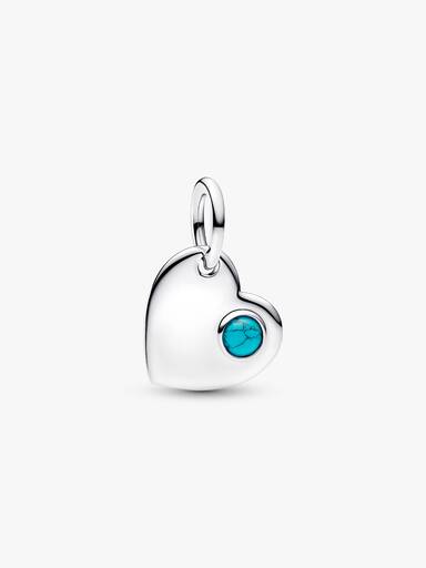 Charm colgante Corazón grabable con piedra azul turquesa
