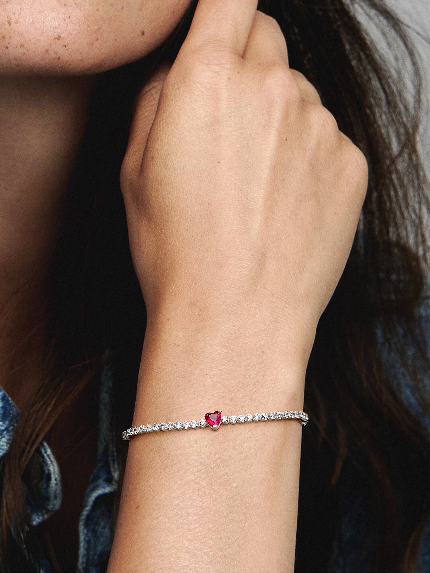 Brazalete de tenis Corazón Brillante Rojo