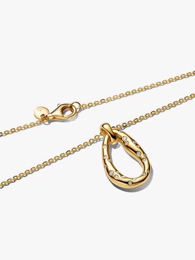 Collar con Colgante de Forma Orgánica Engastado con Piedras
