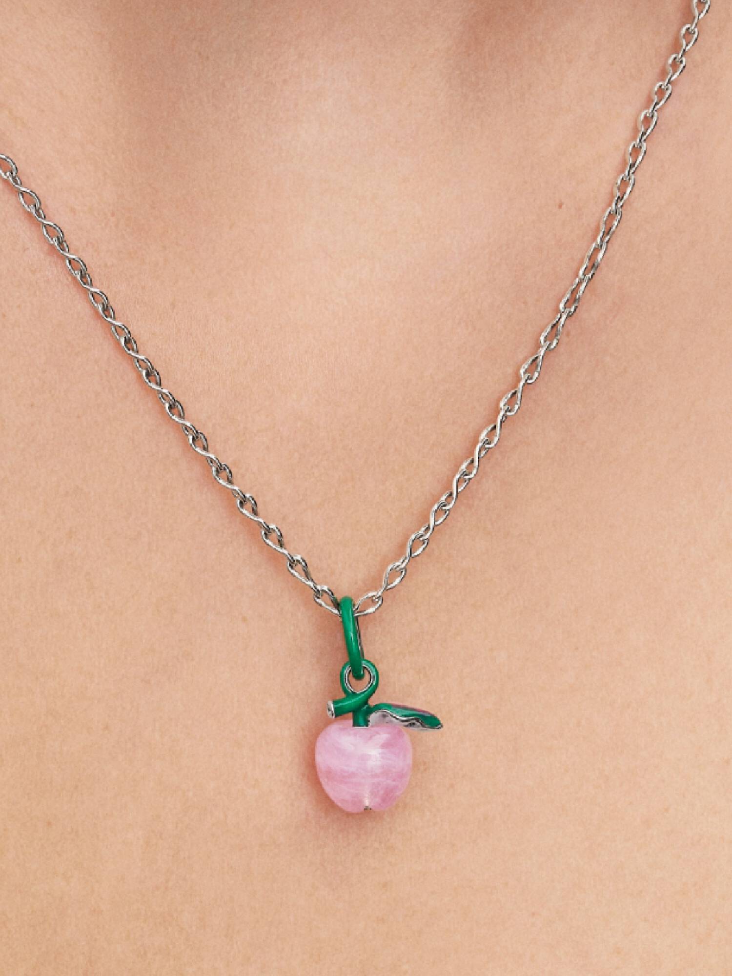 Charm Manzana rosada de cristal Murano
