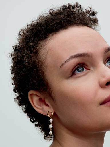 Aretes colgantes Círculo con forma orgánica y perlas barrocas cultivadas de agua dulce tratada