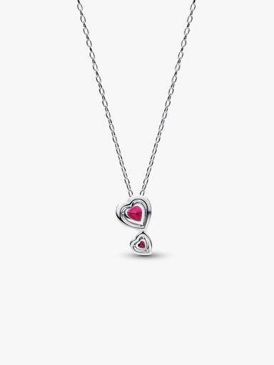 Collar con Colgante Corazones con Halo Rojo