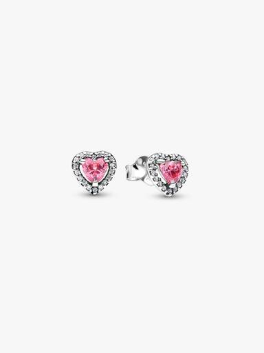 Aretes de Botón Corazón Rosa