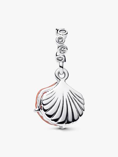 Charm Colgante Concha doble color coral