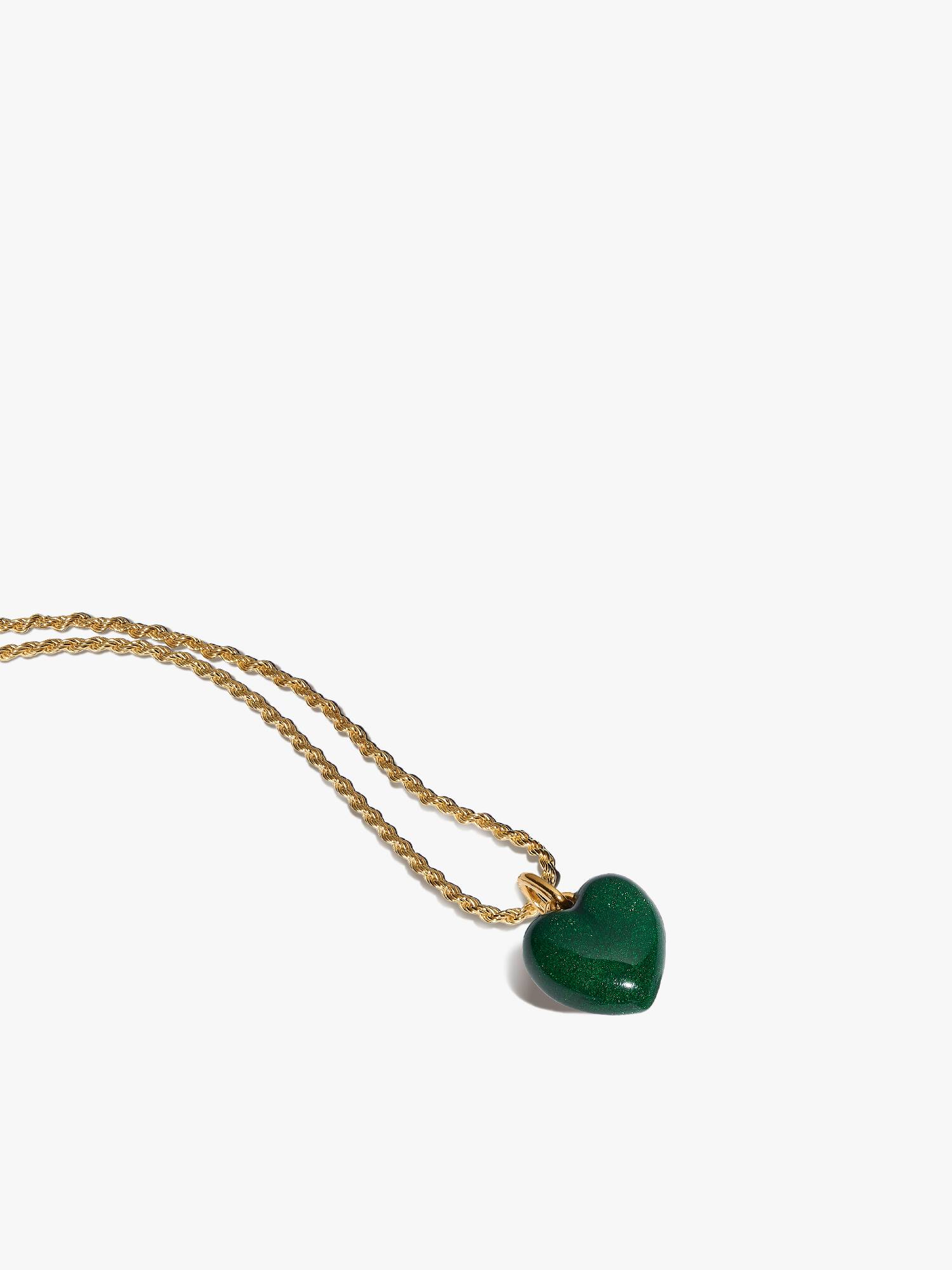 Collar con colgante de corazón abultado verde
