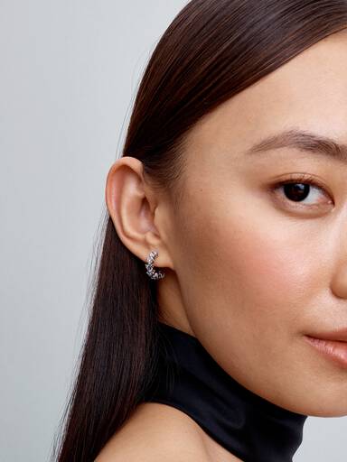 Aretes de aro Abiertos Corazones Brillantes