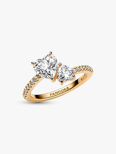 Anillo reluciente Corazón doble