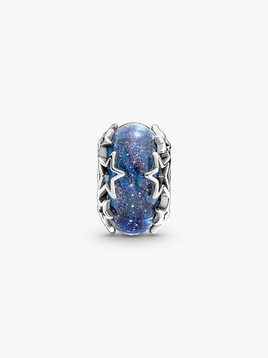 Charm de cristal Murano Galaxia azul y estrella