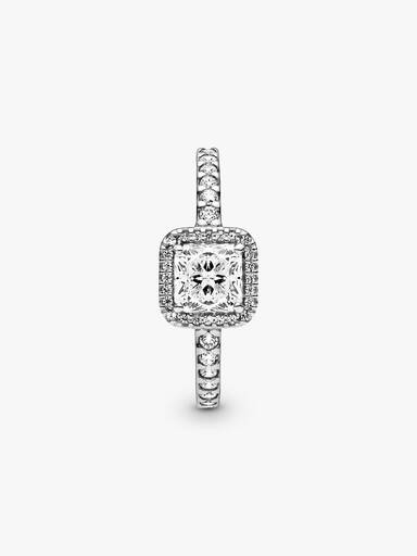 Anillo cuadrado con halo brillante