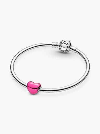 Charm Corazón rosa metálico
