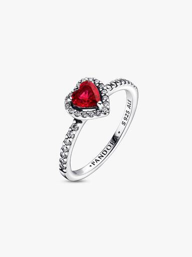 Anillo Corazón elevado rojo