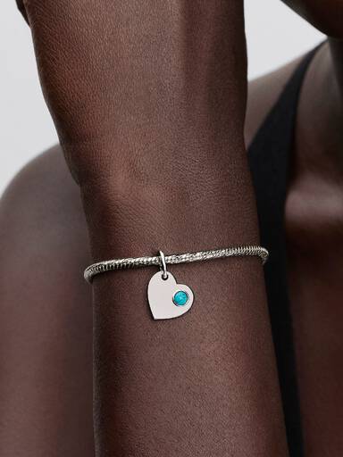Charm colgante Corazón grabable con piedra azul turquesa