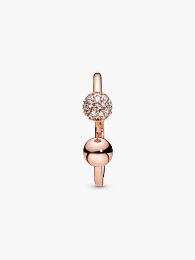 Anillo abierto pulido con pavé