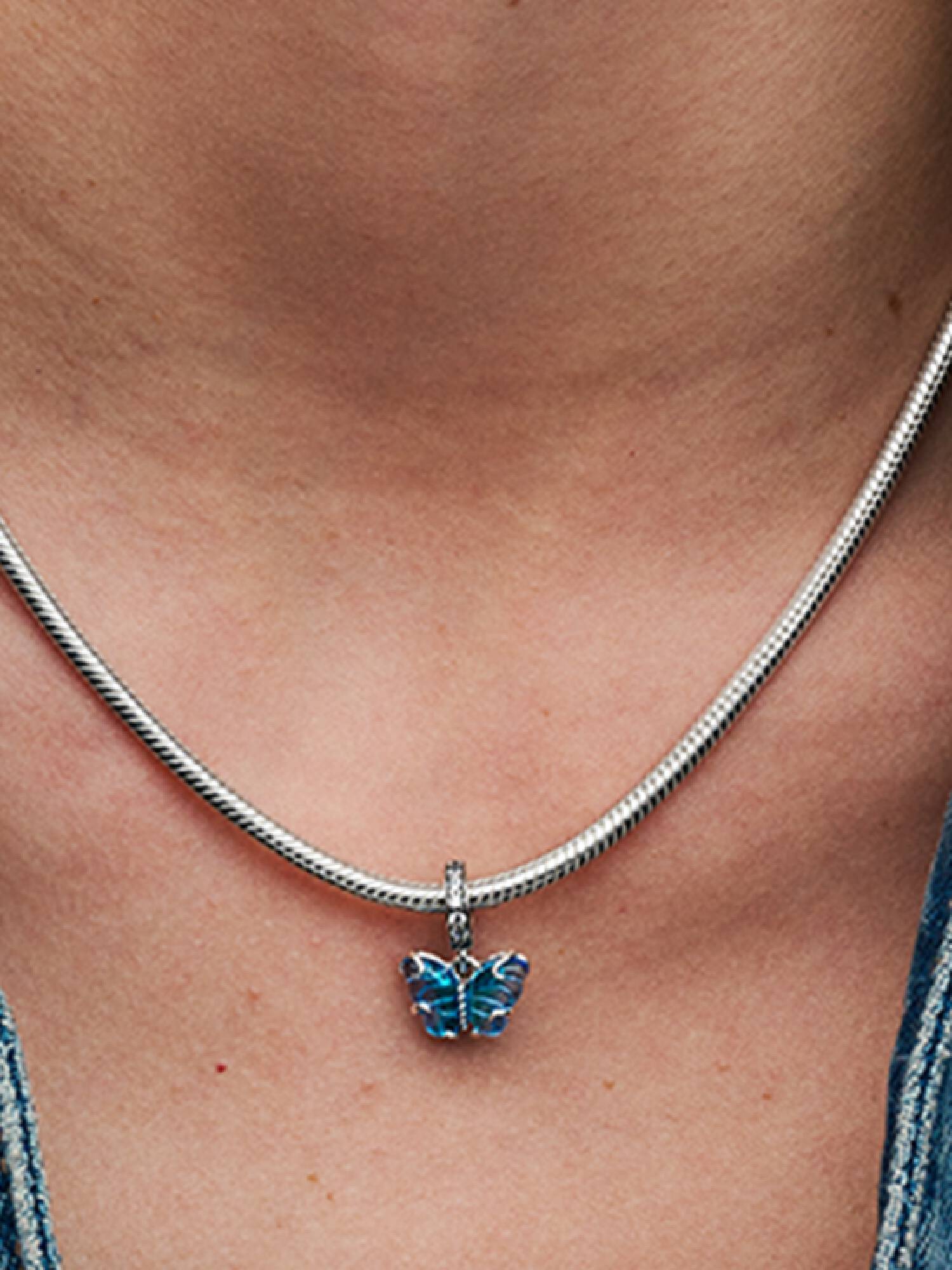 Charm Colgante Mariposa de Cristal Murano azul
