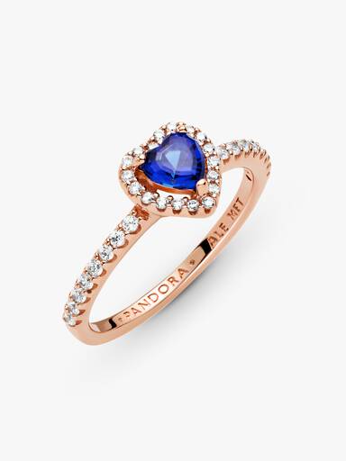 Anillo Corazón elevado azul reluciente